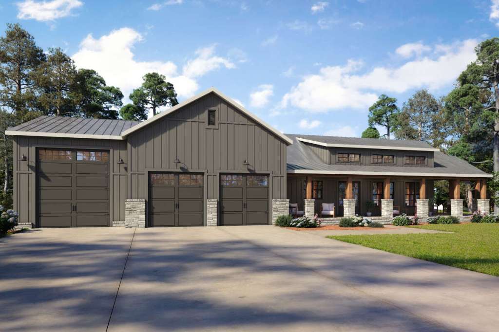 Image of the front side of The Homestead home plan after being built.